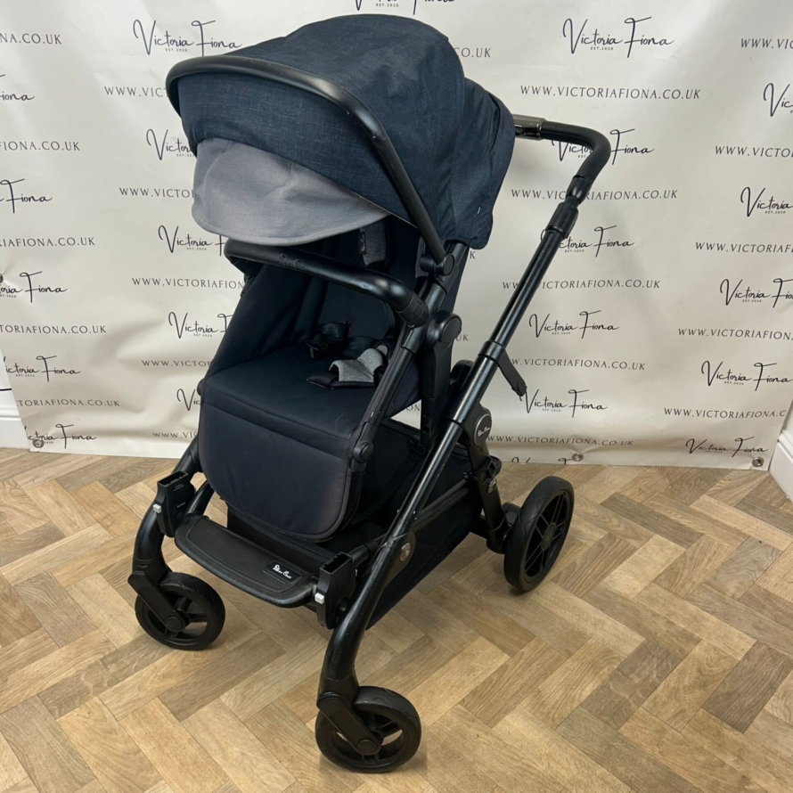 PRELOVED Silver Cross Coast Pushchair & Carrycot DOUBLE TANDEM BUNDLE - Flint - Image 2