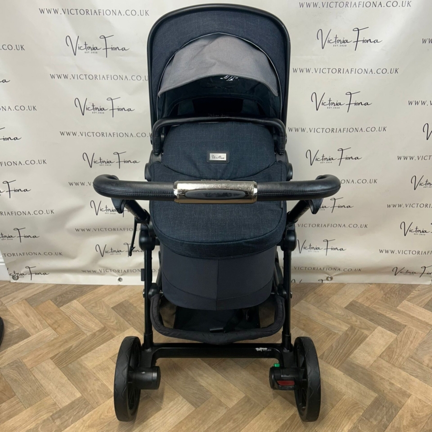 PRELOVED Silver Cross Coast Pushchair & Carrycot DOUBLE TANDEM BUNDLE - Flint - Image 3