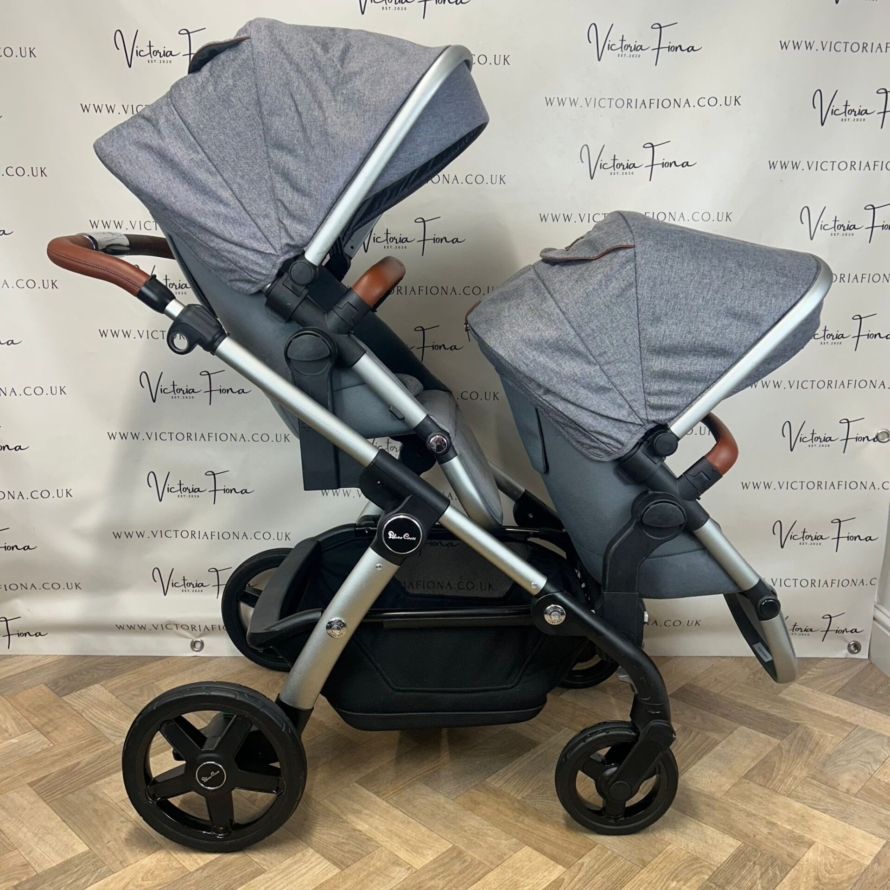 PRELOVED Silver Cross Wave Pushchair & Carrycot TANDEM BUNDLE - Zinc - Image 2