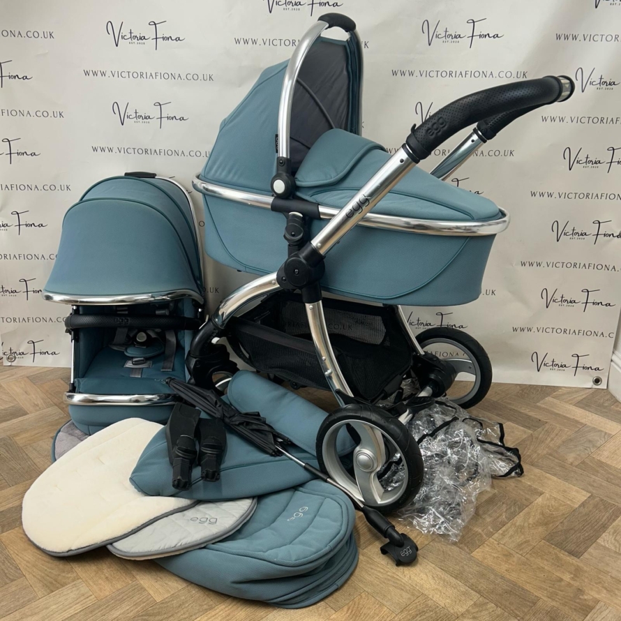 PRELOVED Babystyle Egg Pushchair & Carrycot - Cool Mist Blue 🩵
