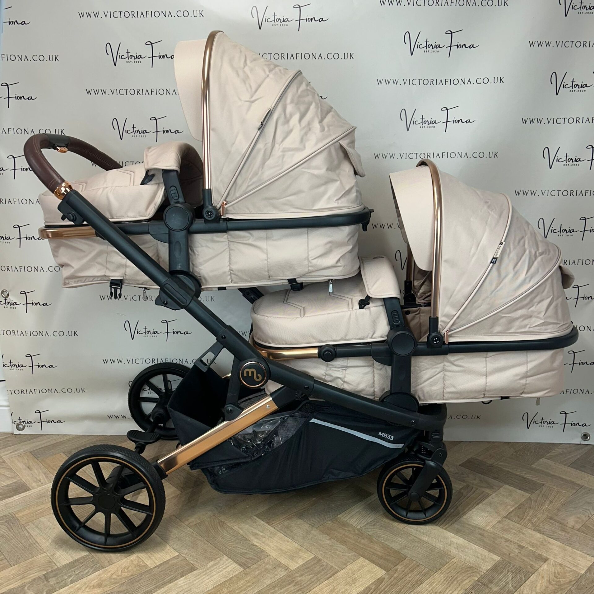 EX DISPLAY My Babiie MB33 Tandem Pushchair Giraffe RRP 450