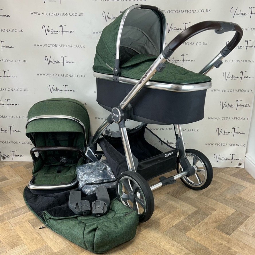 PRELOVED Babystyle Oyster 3 Pushchair & Carrycot - 0-22kg - Alpine Green