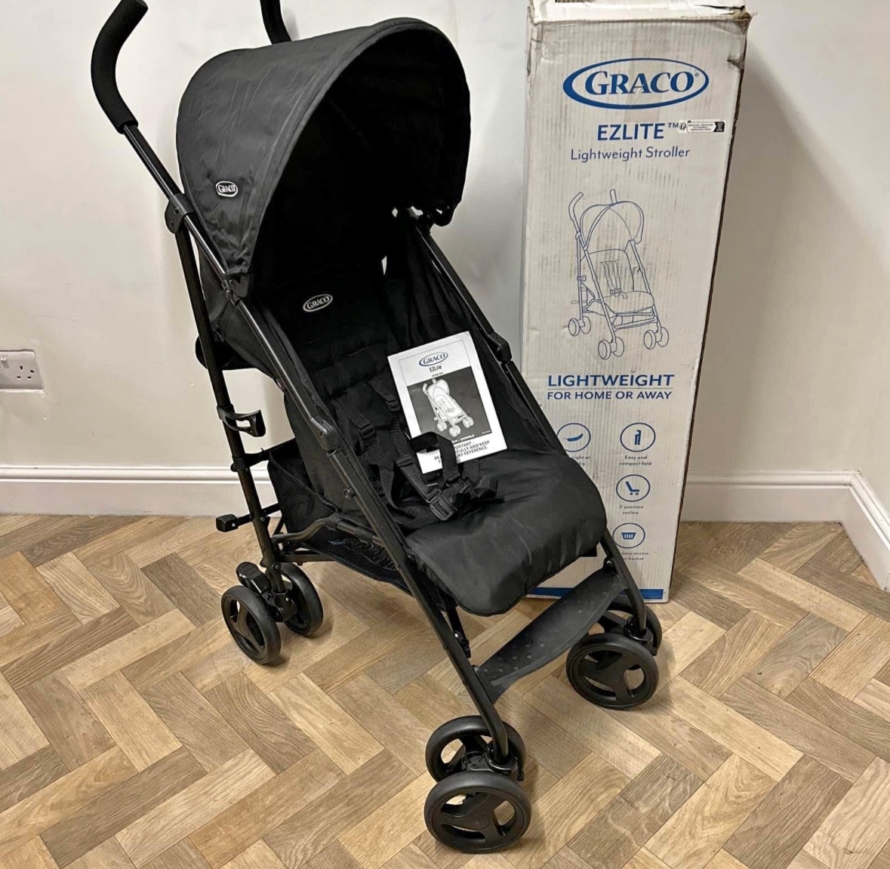 PRELOVED Graco Ezlite Lightweight Stroller Pushchair Black Birth-15kg RRP £50