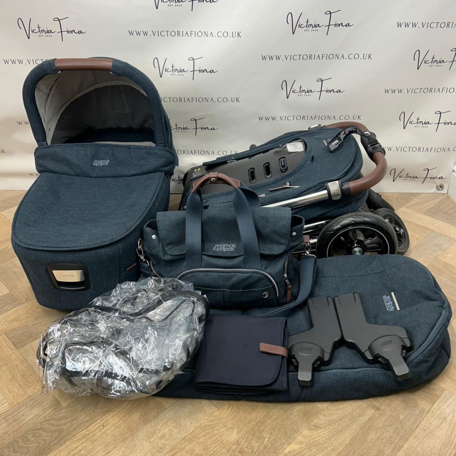 PRELOVED Mamas And Papas Flip xt3 Pushchair & Carry Cot Travel System - Navy Flannel - Image 10
