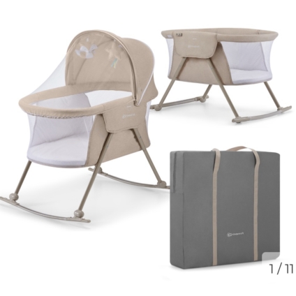 NEW Kinderkraft Lovi 3 in 1 Baby Crib Cot - BEIGE - RRP£65