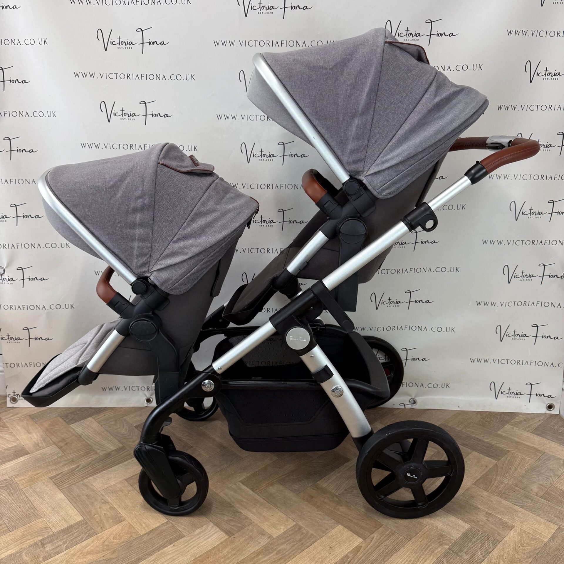 PRELOVED Silver Cross Wave Carrycot & DOUBLE Pushchair - Sable - Image 6