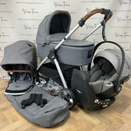 PRELOVED Mamas And Papas Flip xt2 Pushchair with Cybex 360 Car Seat - Fossil Grey