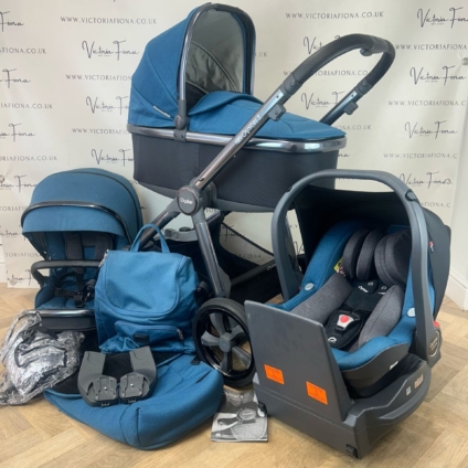 PRELOVED Babystyle Oyster 3 Pushchair, Carrycot & Car Seat - 0-22kg - Kingfisher Blue 💙