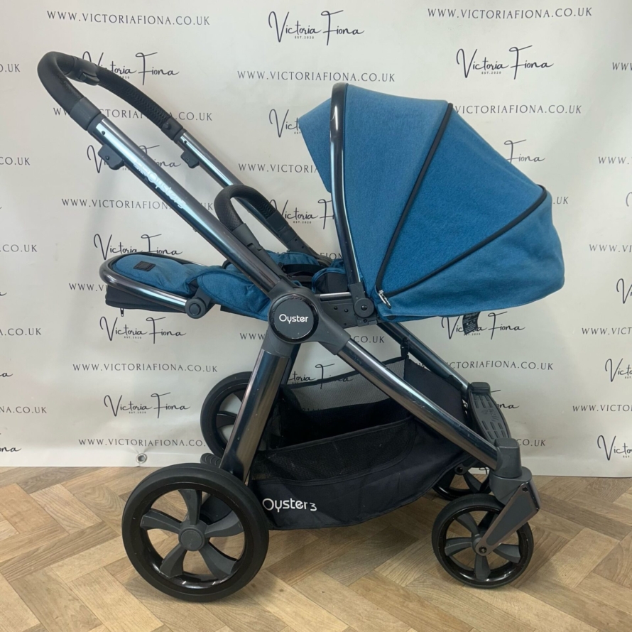 PRELOVED Babystyle Oyster 3 Pushchair, Carrycot & Car Seat - 0-22kg - Kingfisher Blue 💙 - Image 5