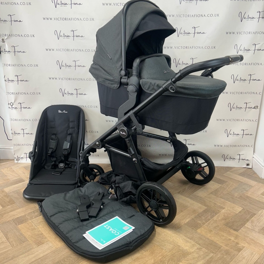 PRELOVED Silver Cross Coast Pushchair & Carrycot - FLINT GREY 🩶