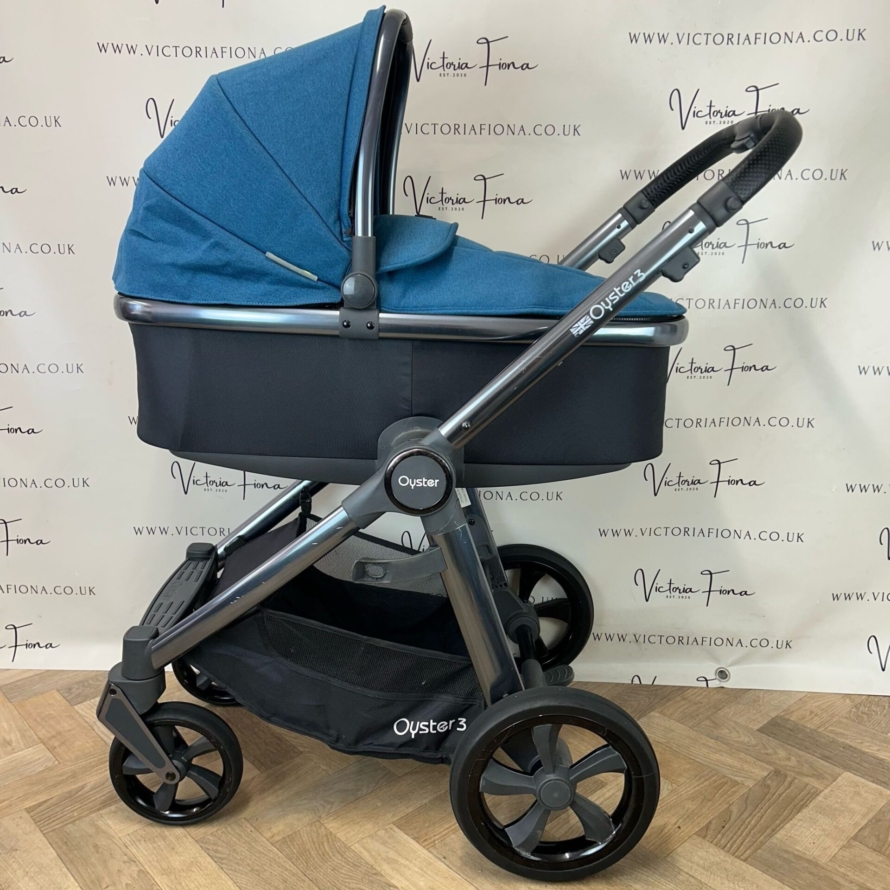 PRELOVED Babystyle Oyster 3 Pushchair, Carrycot & Car Seat - 0-22kg - Kingfisher Blue 💙 - Image 2