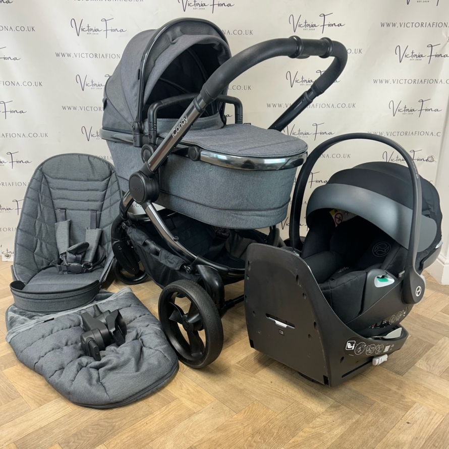 PRELOVED iCandy Peach 6 Pushchair Travel System Phantom - Dark Grey Twill 🩶