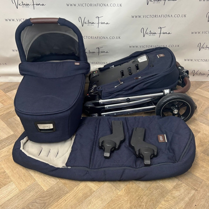 PRELOVED Mamas And Papas Flip xt3 Pushchair & Carry Cot Travel System - Navy Blue - Image 7