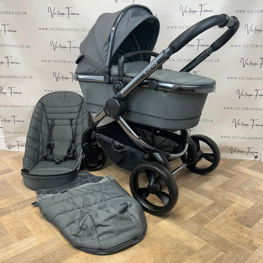 PRELOVED iCandy Peach 6 Pushchair & Carrycot - Dark Grey Twill 🩶