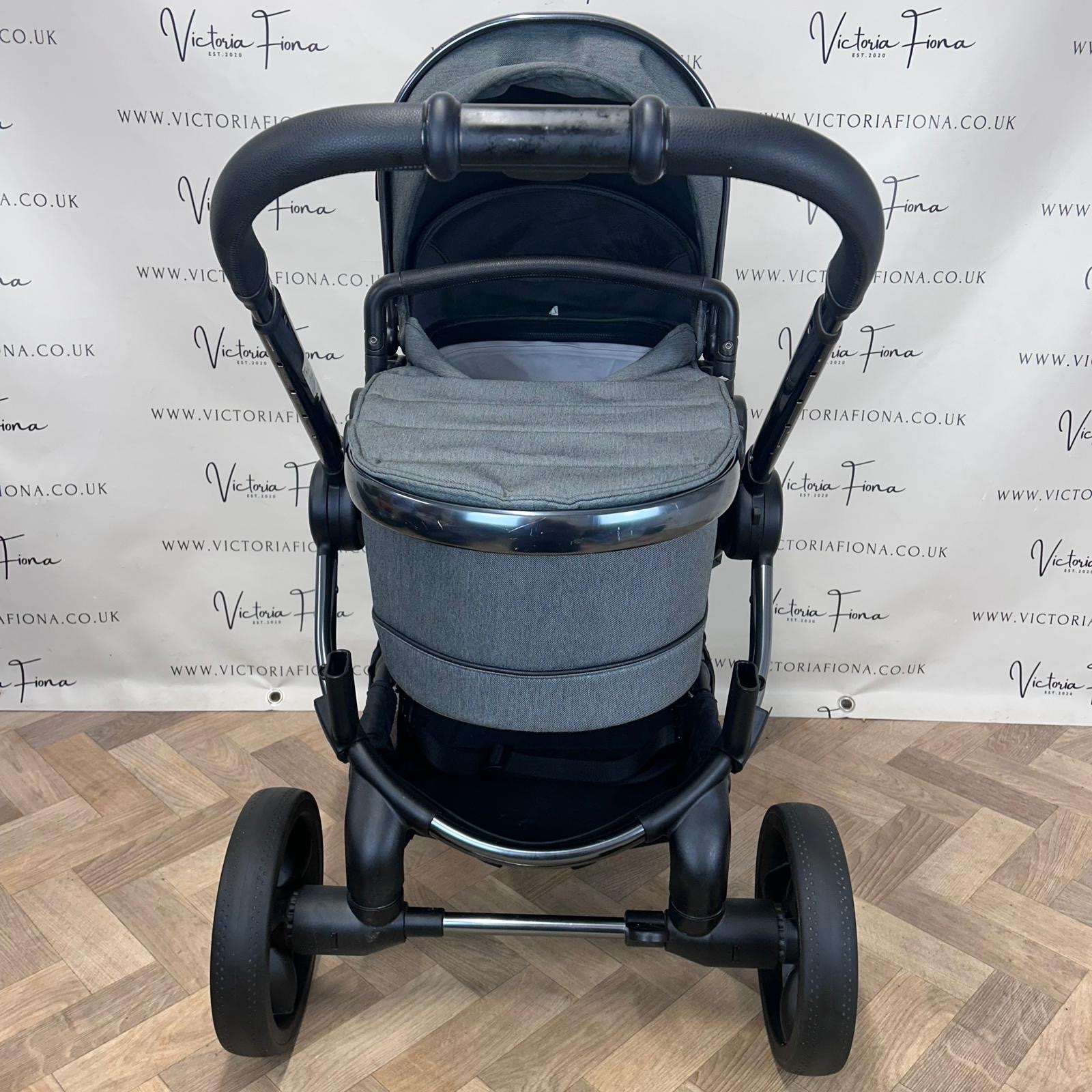 PRELOVED iCandy Peach 6 Pushchair & Carrycot DOUBLE - Dark Grey Twill - Image 4
