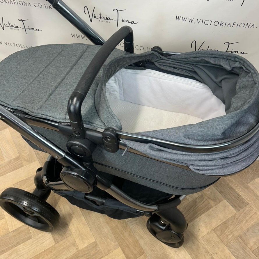 PRELOVED iCandy Peach 6 Pushchair & Carrycot - Dark Grey Twill 🩶 - Image 4