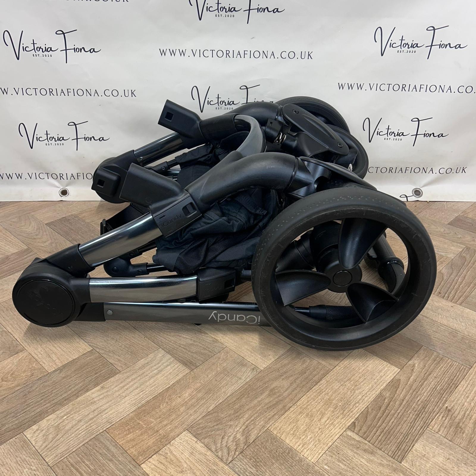 PRELOVED iCandy Peach 6 Pushchair & Carrycot DOUBLE - Dark Grey Twill - Image 10