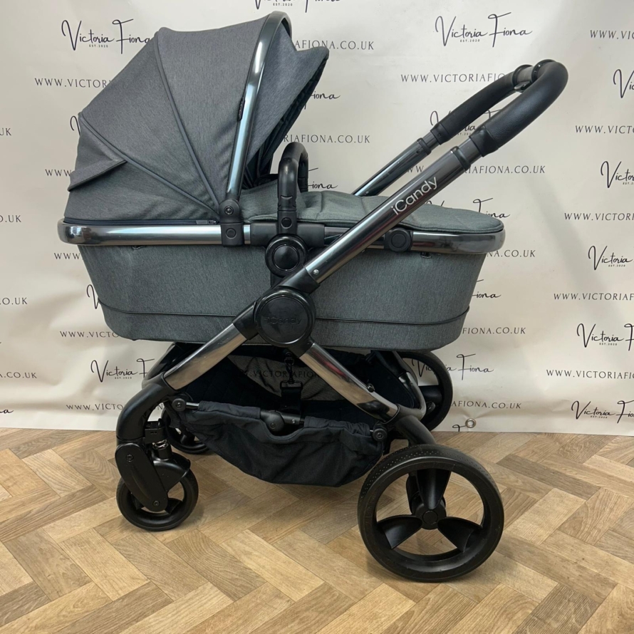 PRELOVED iCandy Peach 6 Pushchair & Carrycot - Dark Grey Twill 🩶 - Image 2