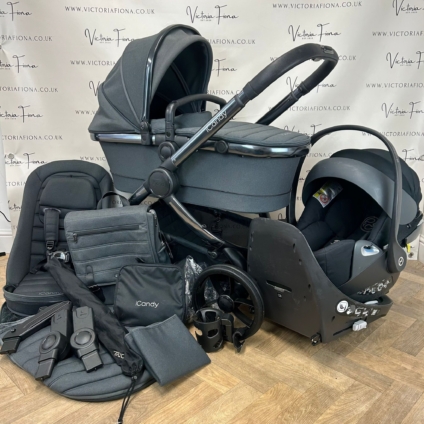 PRELOVED iCandy Peach 7 Pushchair with Cybex Lie Flat Car Seat and 360 Spin Isofix - DARK GREY