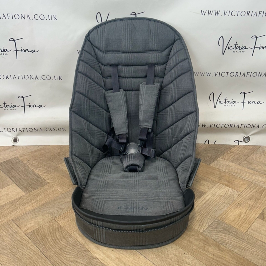 PRELOVED iCandy Peach 6 Pushchair & Carrycot - Dark Grey Check - Image 6
