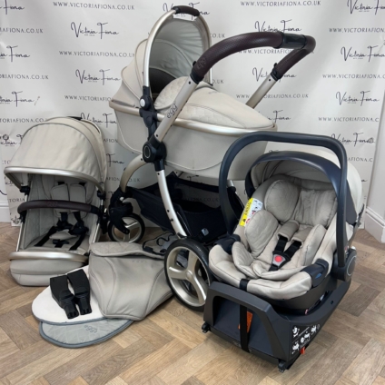 PRELOVED Egg2 Carrycot & Pushchair with Car Seat & Isofix - Feather