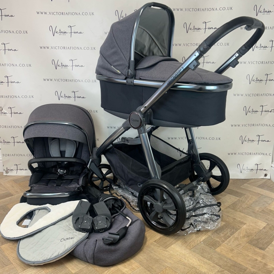 PRELOVED Babystyle Oyster 3 Pushchair & Carrycot Travel System - 0-22kg - Fossil Grey