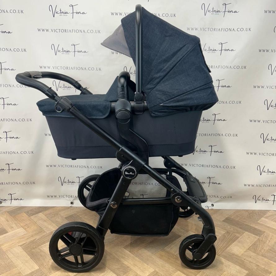 PRELOVED Silver Cross Coast Pushchair & Carrycot - FLINT NAVY with Simplicity Car Seat - Image 4