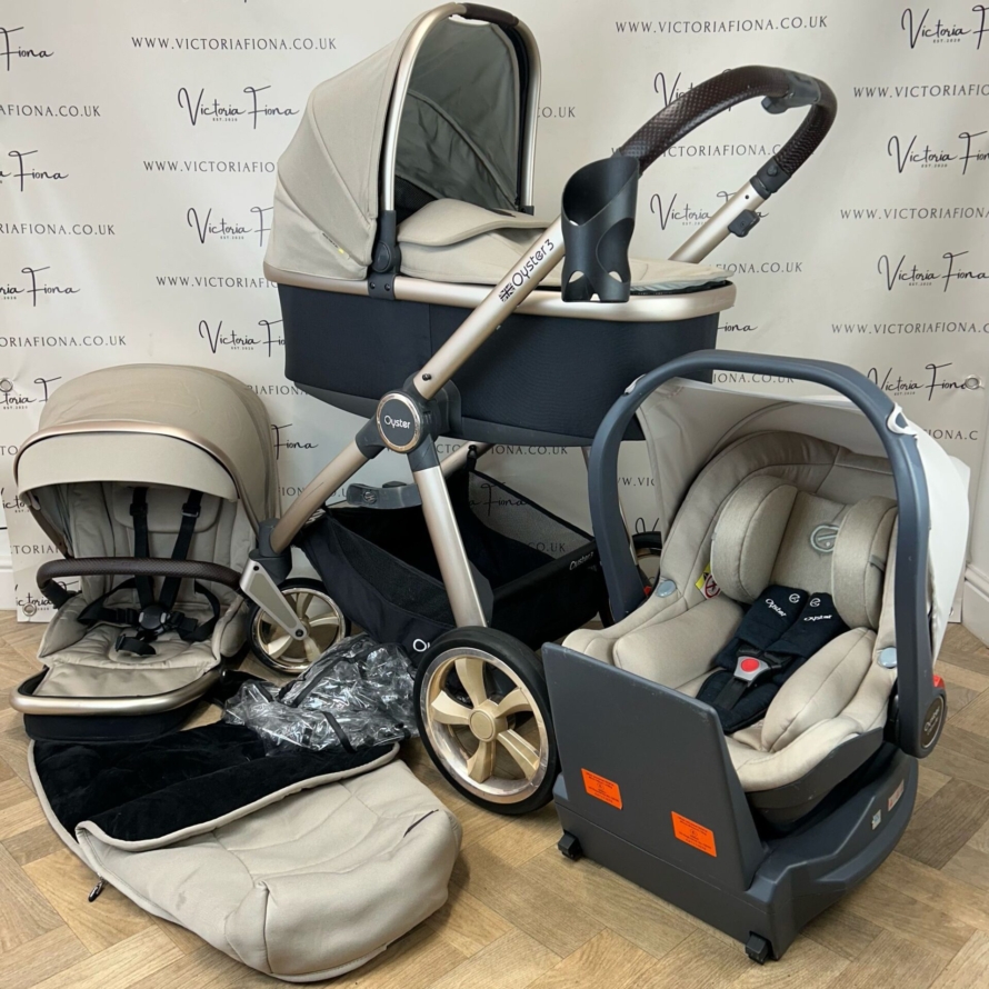 PRELOVED Babystyle Oyster3 Pushchair & Carrycot TRAVEL SYSTEM - Champagne