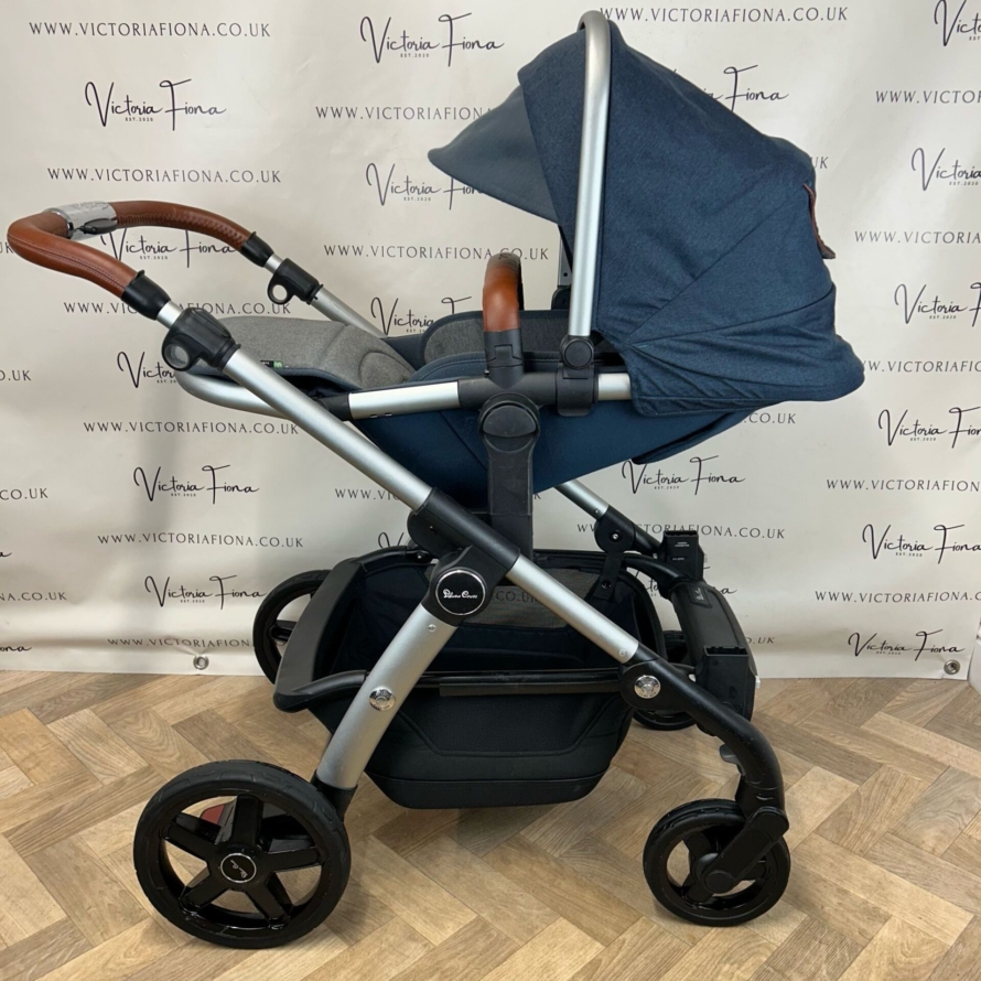 PRELOVED Silver Cross Wave Pushchair & Carrycot TANDEM BUNDLE - Indigo Blue - Image 4