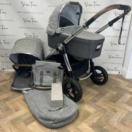 PRELOVED Mamas And Papas Ocarro Tweed Pushchair & Carrycot - Grey Moon