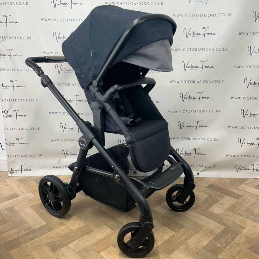 PRELOVED Silver Cross Coast Pushchair & Carrycot - FLINT NAVY with Simplicity Car Seat - Image 5