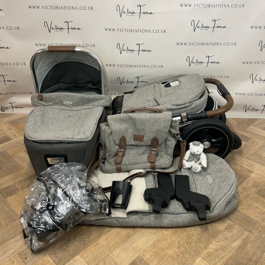 PRELOVED Mamas And Papas Ocarro Tweed Pushchair & Carrycot - Grey Moon - Image 8