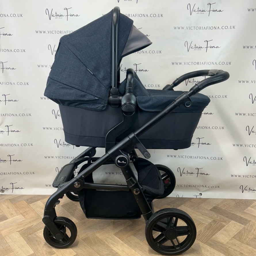PRELOVED Silver Cross Coast Pushchair & Carrycot - FLINT NAVY with Simplicity Car Seat - Image 2