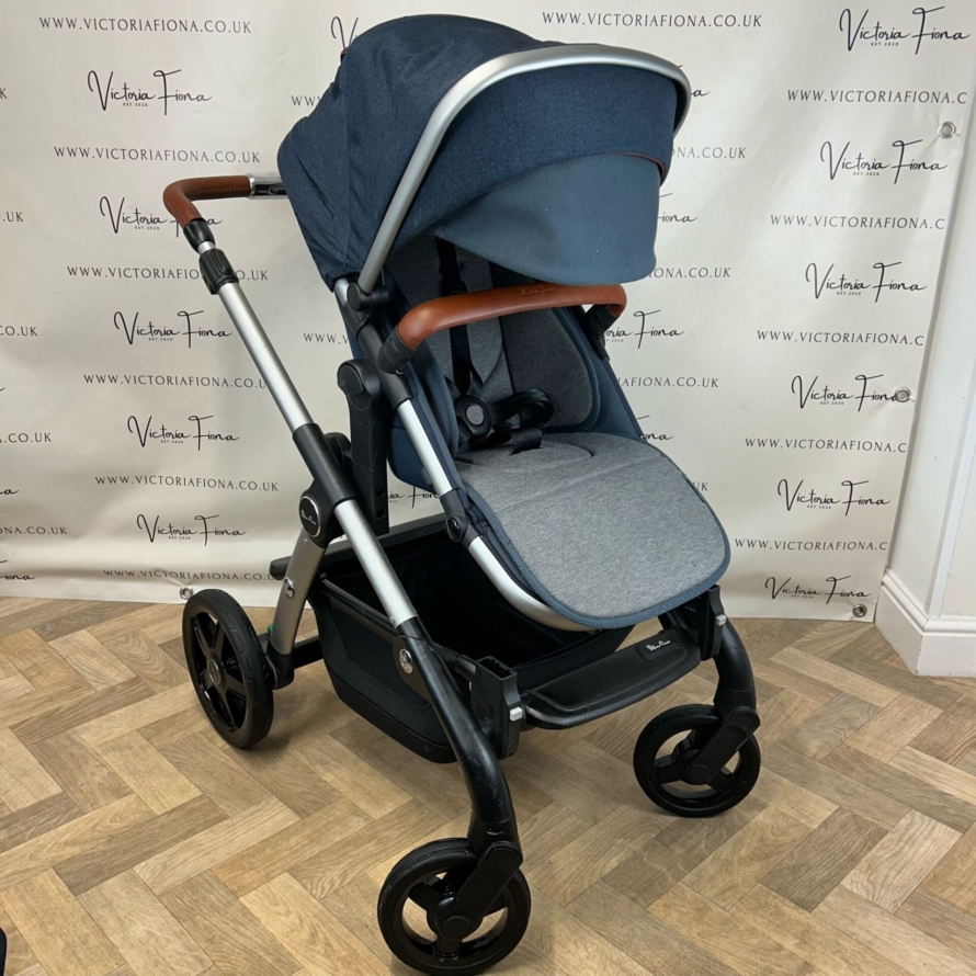 PRELOVED Silver Cross Wave Pushchair & Carrycot TANDEM BUNDLE - Indigo Blue - Image 9