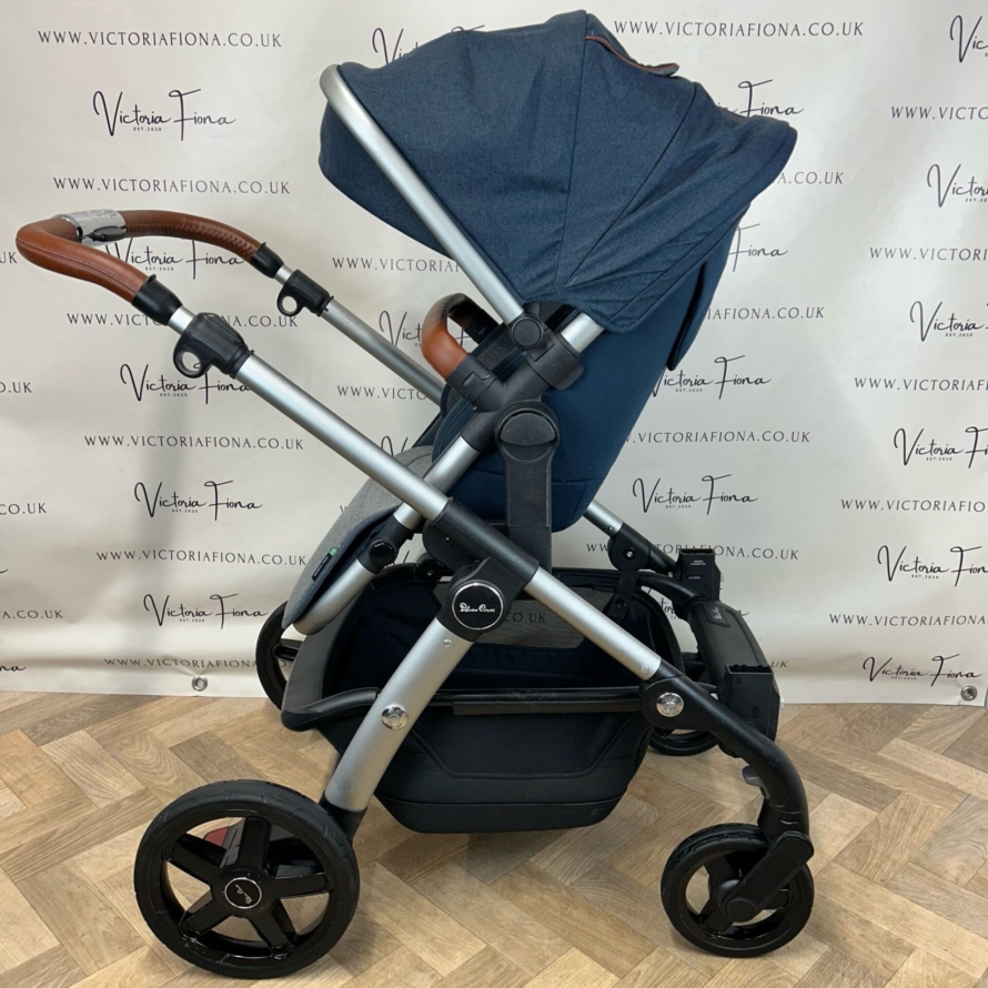 PRELOVED Silver Cross Wave Pushchair & Carrycot TANDEM BUNDLE - Indigo Blue - Image 8