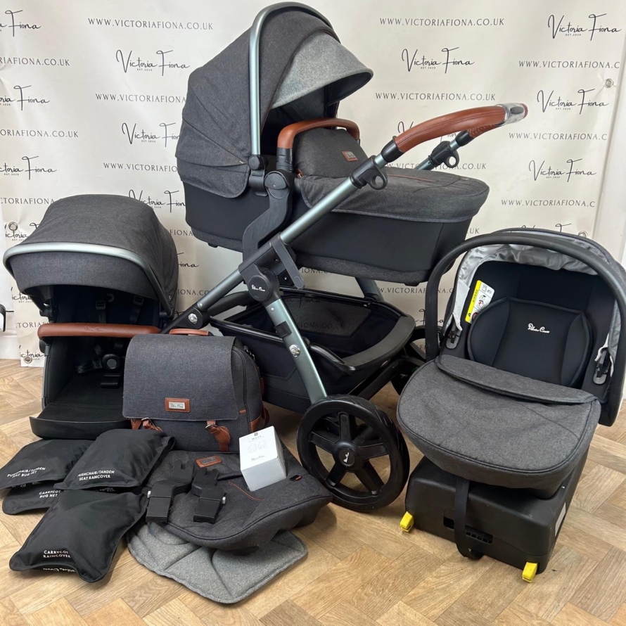 PRELOVED Silver Cross Wave Pushchair, Carrycot & Car Seat - Granite