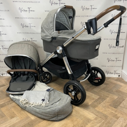 PRELOVED Mamas And Papas Ocarro Tweed Pushchair & Carrycot - Grey Moon