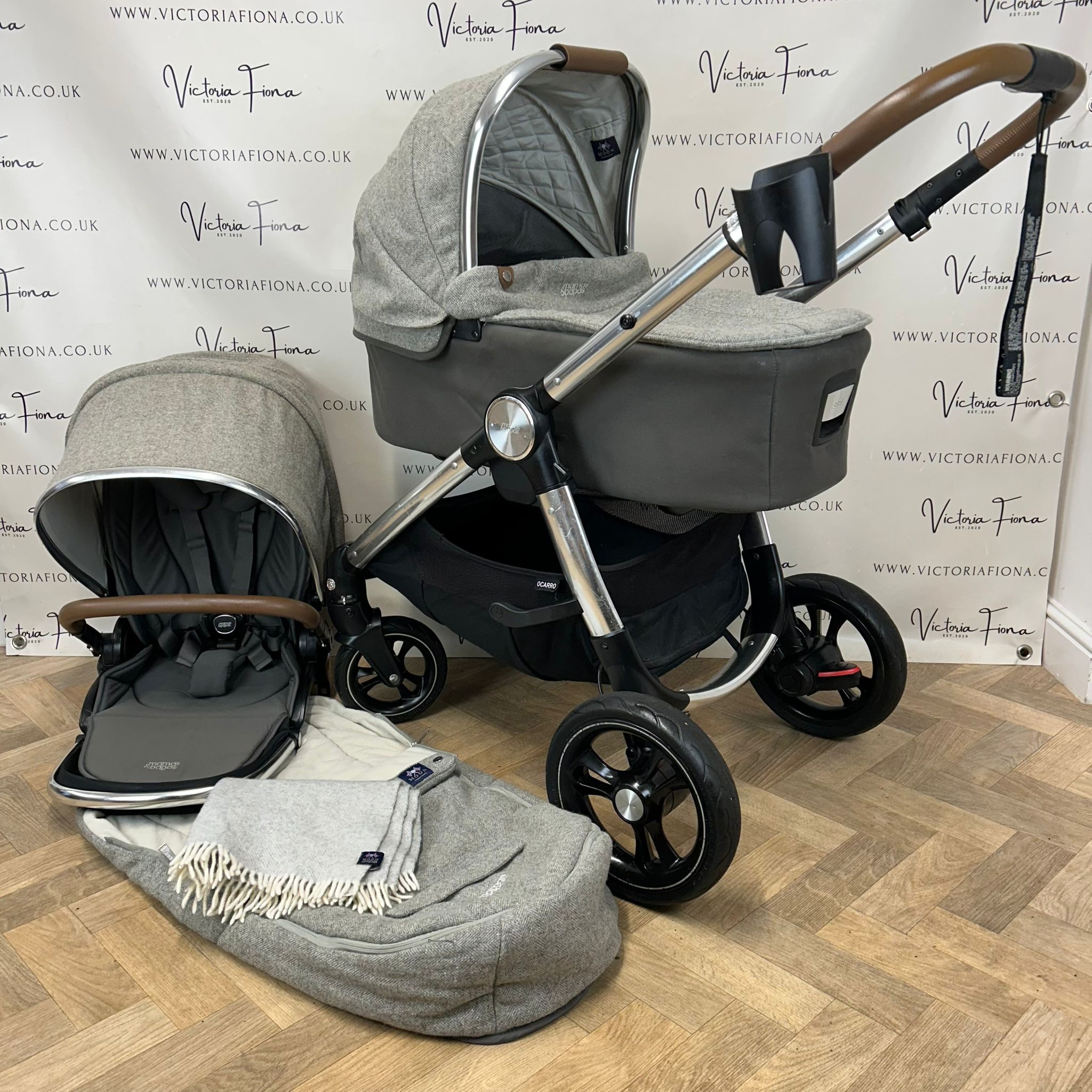 PRELOVED Mamas And Papas Ocarro Tweed Pushchair & Carrycot - Grey Moon