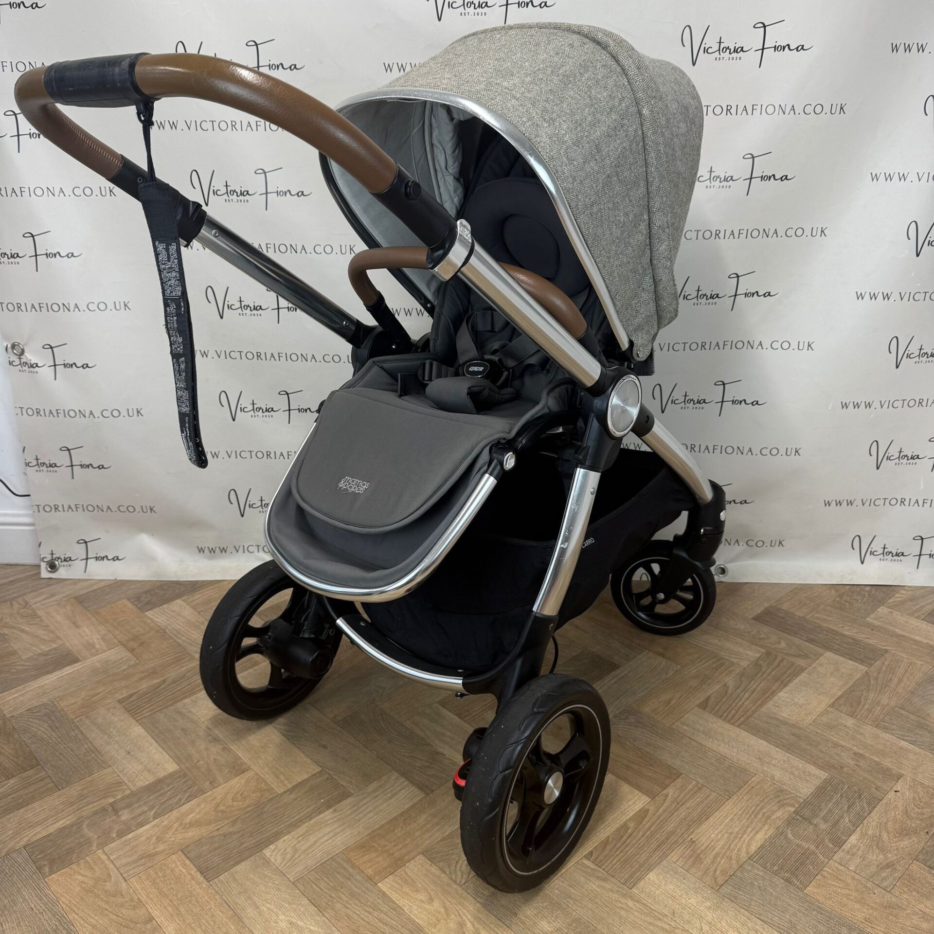PRELOVED Mamas And Papas Ocarro Tweed Pushchair & Carrycot - Grey Moon - Image 6