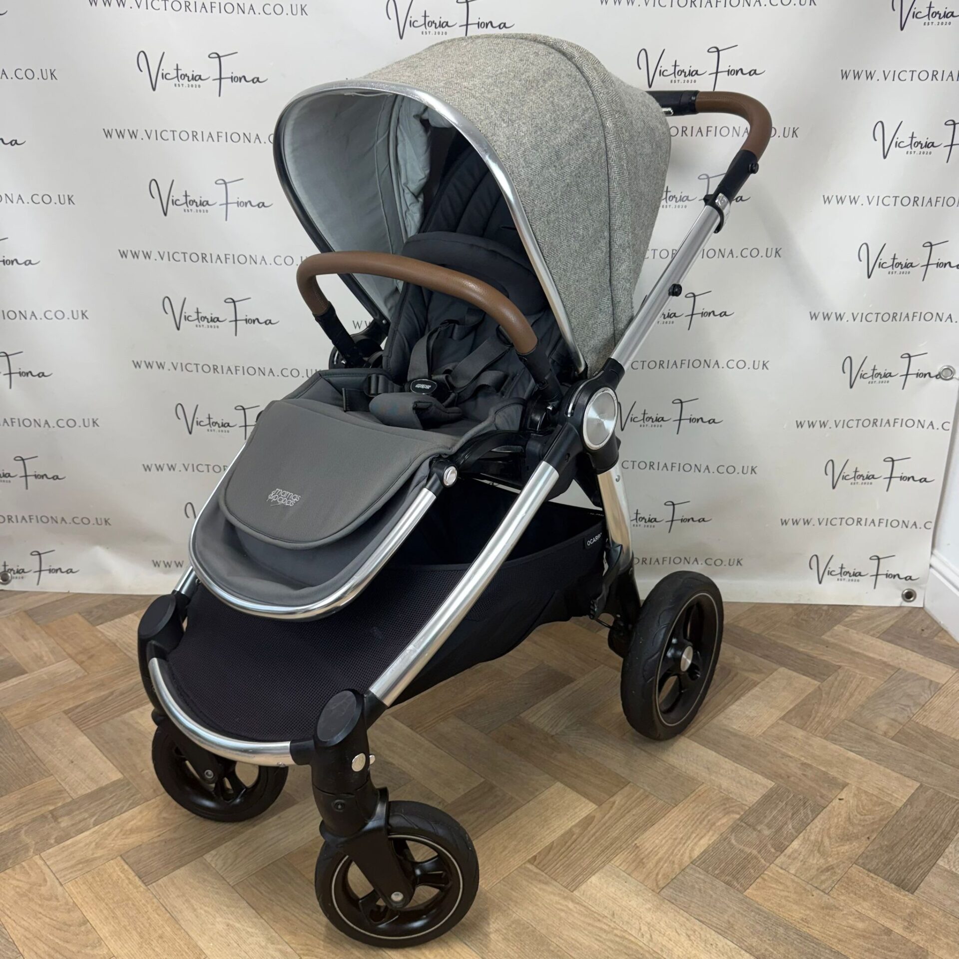 PRELOVED Mamas And Papas Ocarro Tweed Pushchair & Carrycot - Grey Moon - Image 9