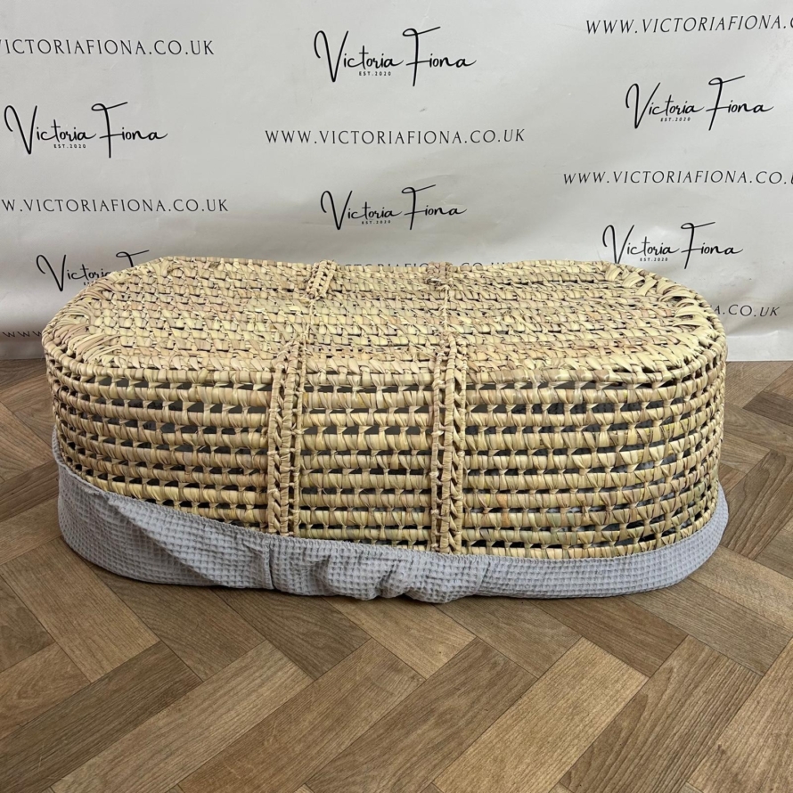 NEW Clair de Lune Grey & Natural Wicker Moses Basket - Image 2