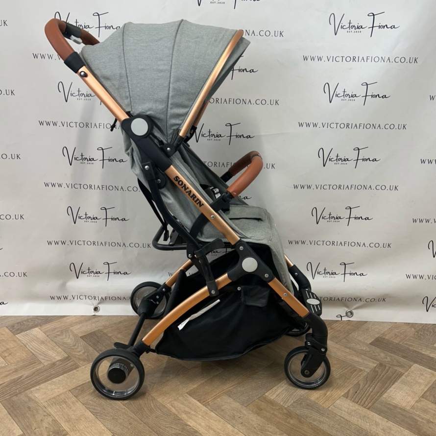 PRELOVED Sonarin Compact Fold Stroller - Rose Gold & Grey - Image 3