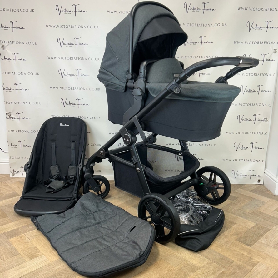 PRELOVED Silver Cross Coast Pushchair & Carrycot - FLINT GREY
