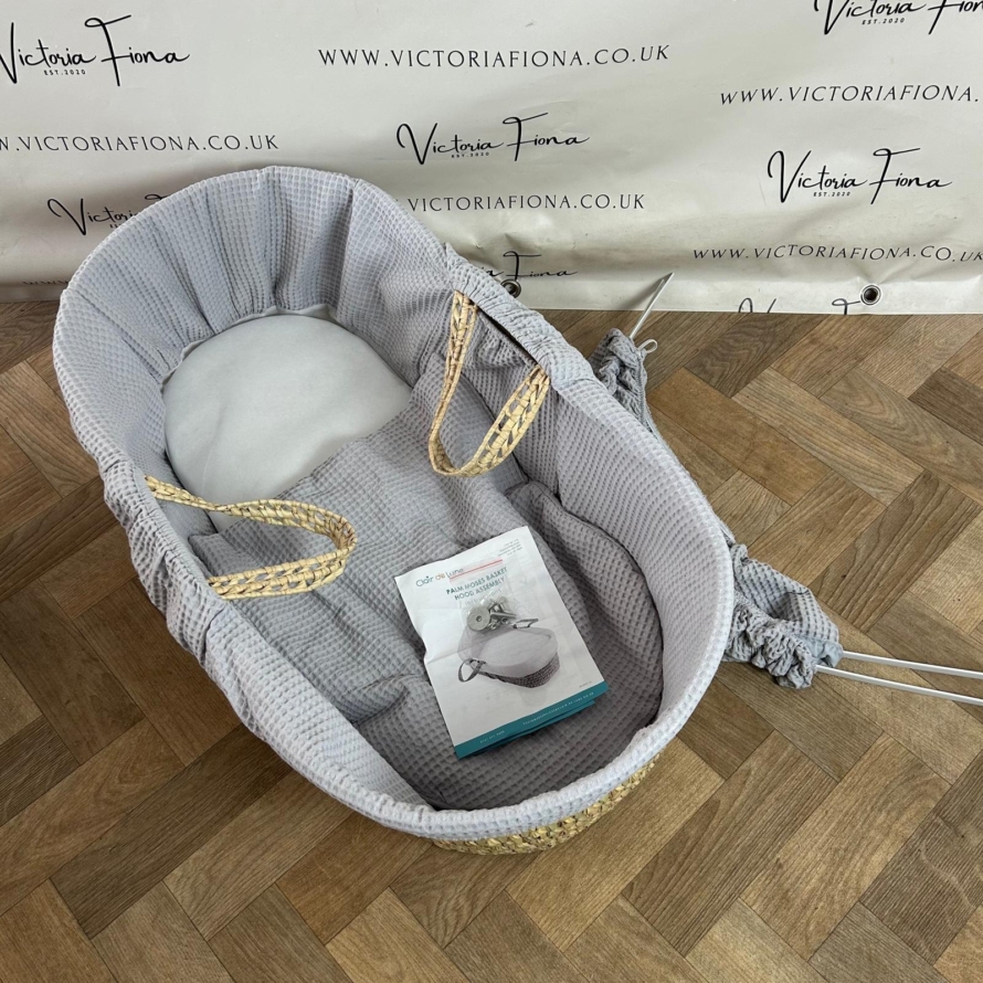 NEW Clair de Lune Grey & Natural Wicker Moses Basket - Image 3