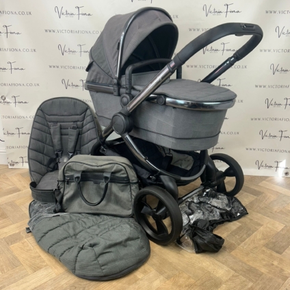 PRELOVED iCandy Peach 6 Pushchair & Carrycot - Dark Grey Check