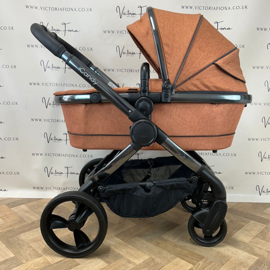 PRELOVED iCandy Peach 6 Pushchair & Carrycot - Terracotta Orange - Image 4