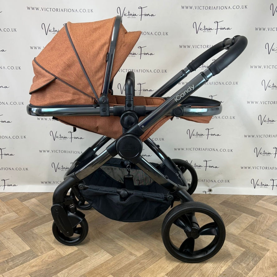 PRELOVED iCandy Peach 6 Pushchair & Carrycot - Terracotta Orange - Image 6