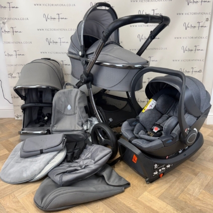 PRELOVED Egg2 Carrycot & Pushchair TRAVEL SYSTEM - Jurassic Grey & Quartz