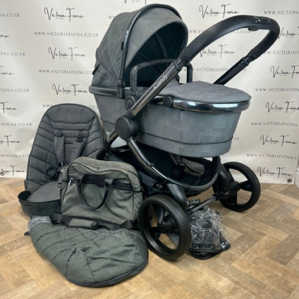 PRELOVED iCandy Peach 6 Pushchair & Carrycot - Dark Grey Check