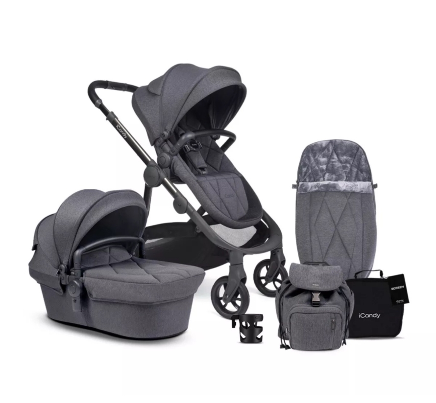 NEW iCandy Orange3 Carrycot & Pushchair - Dark Grey Slate Marl